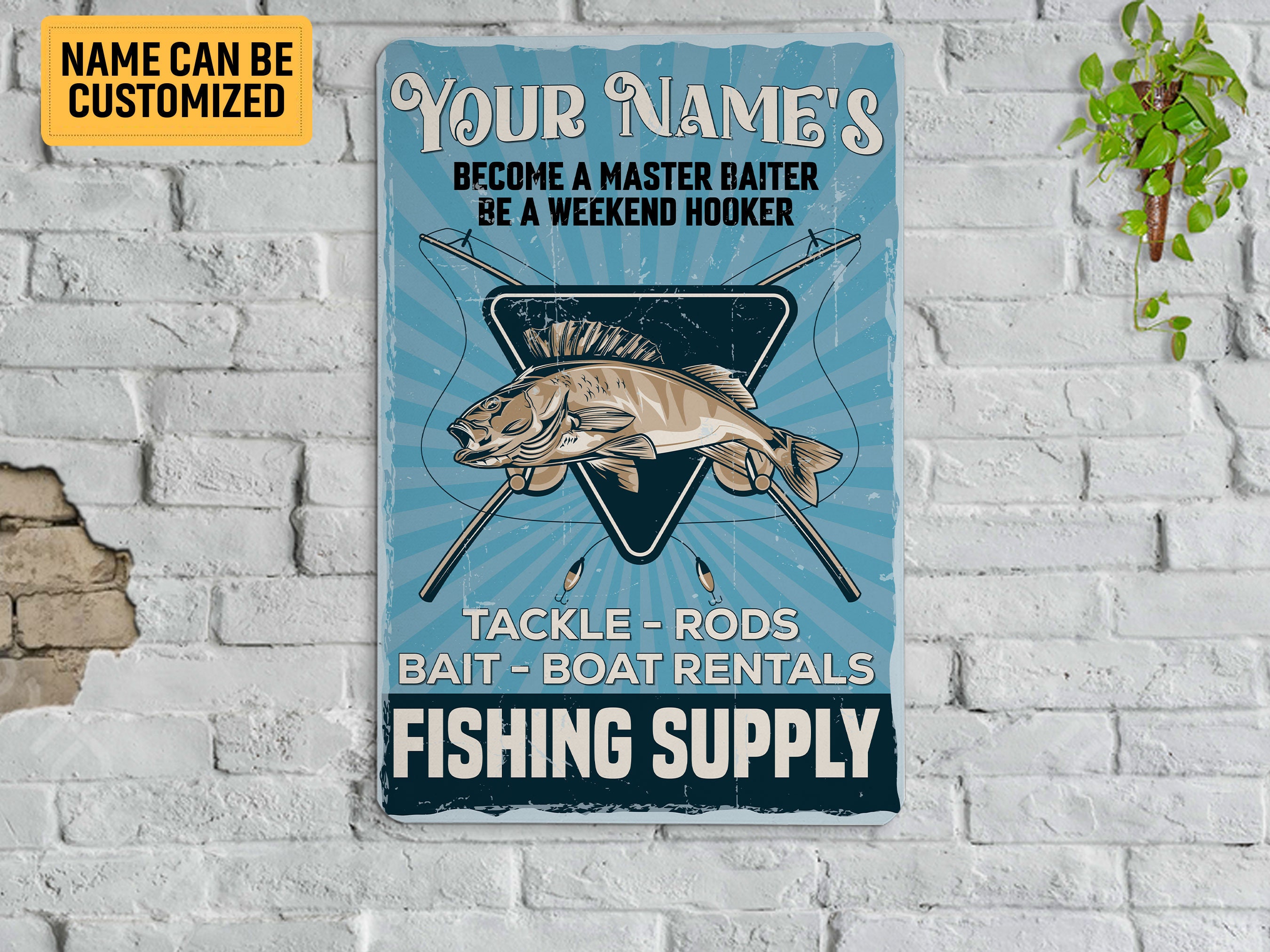 Personalized Bait Shop Sign Custom Name Rustic Decor Vintage Fishing Signs  Home Fish Decoration Man Cave Tin Wall Art Fish Dads Boating Fathers Plaque