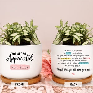 Personalized You Are So Appreciated Teacher Plant Pot Custom Planter Ceramic Flower Pot End Of Year Teacher Gift Thank You Gift for Teacher