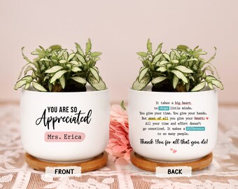 Personalized You Are So Appreciated Teacher Plant Pot Custom Planter Ceramic Flower Pot End Of Year Teacher Gift Thank You Gift for Teacher