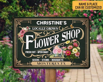Floristería personalizada Letrero de metal Letrero de jardín de flores personalizado Regalo para el propietario de la floristería Jardinero Regalo Decoración del jardín Floristería Decoración de la tienda