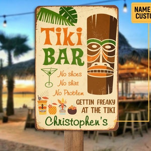 Personalized Tiki Bar Metal Sign, Tiki Bar Sign, Tropical Cocktail Tiki Plaque, Custom Gift, Pub Decor, Lounge Decor, Backyard Outside Decor