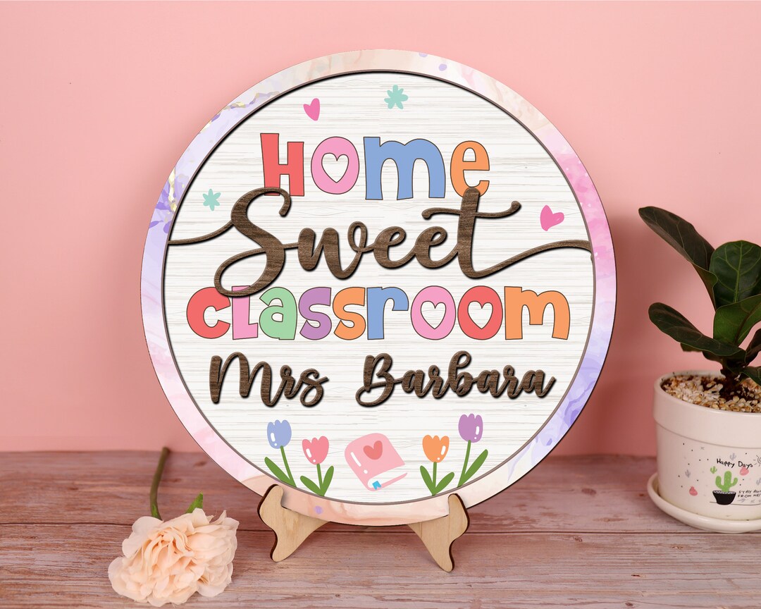 Personalized Teacher Sign Home Sweet Classroom Wood Sign Engraved ...