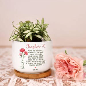 Personalized Birth Month Flower Plant Pot, Custom Birthday Planter, Ceramic Mini Flower Pot, New Chapter Keepsake, Birthday Gift for Her