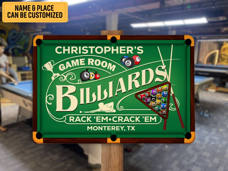Personalized Game Room Billiards Metal Sign Billiards Sign Custom Gift ...