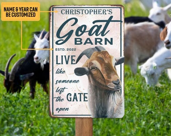 Personalized Name Year Goat Barn Sign, Farmhouse Metal Sign, Custom Gift for Farmers, Farmhouse Sign, Farming Art Indoor Outdoor Decoration