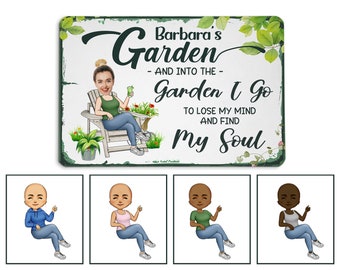Letrero metálico personalizado con foto para jardín. Regalo personalizado para jardineros y amantes de la jardinería. Decoración para jardín o patio.