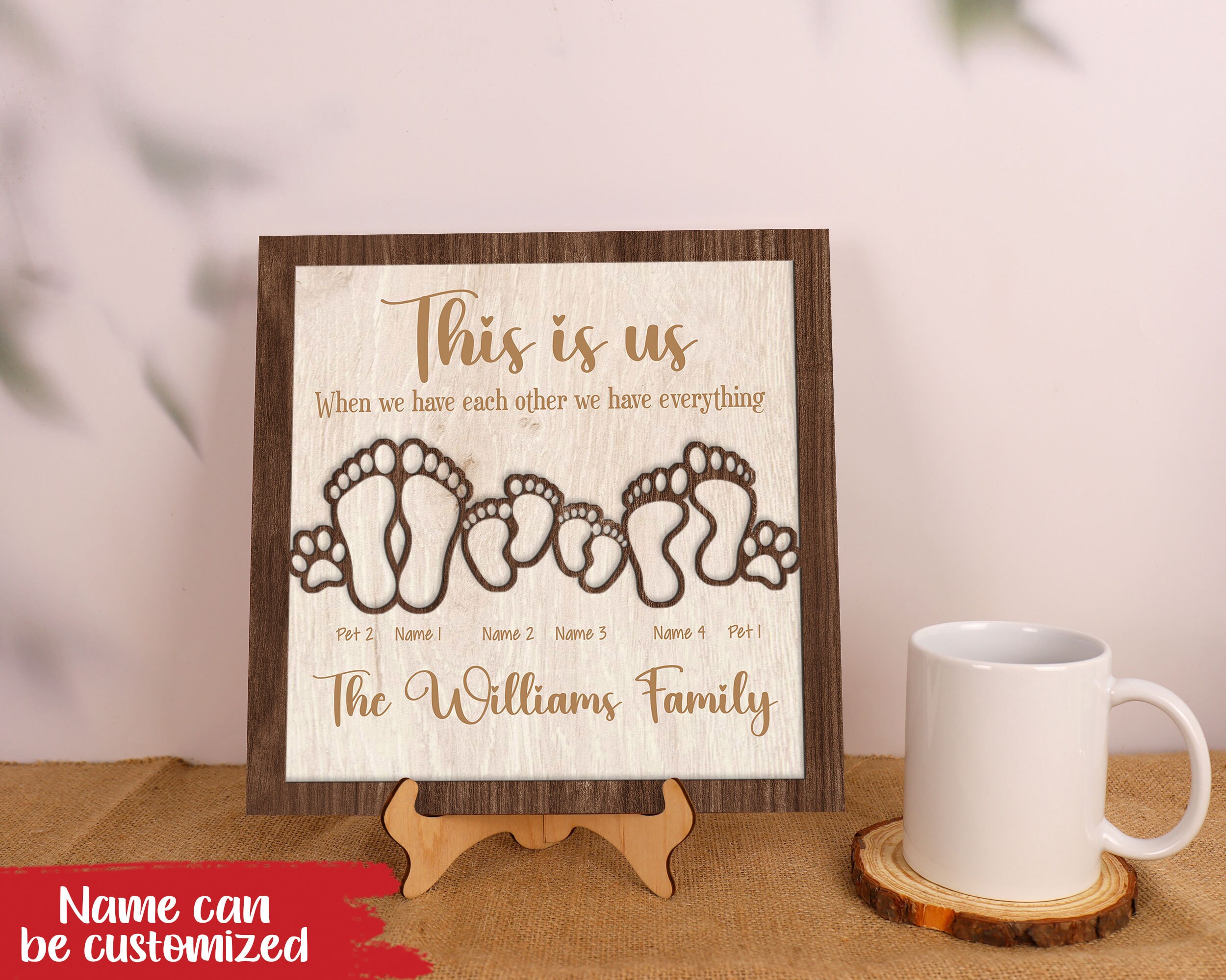 Personalized Family Wood Sign 2-layer Plaque, This is Us Sign, Family ...