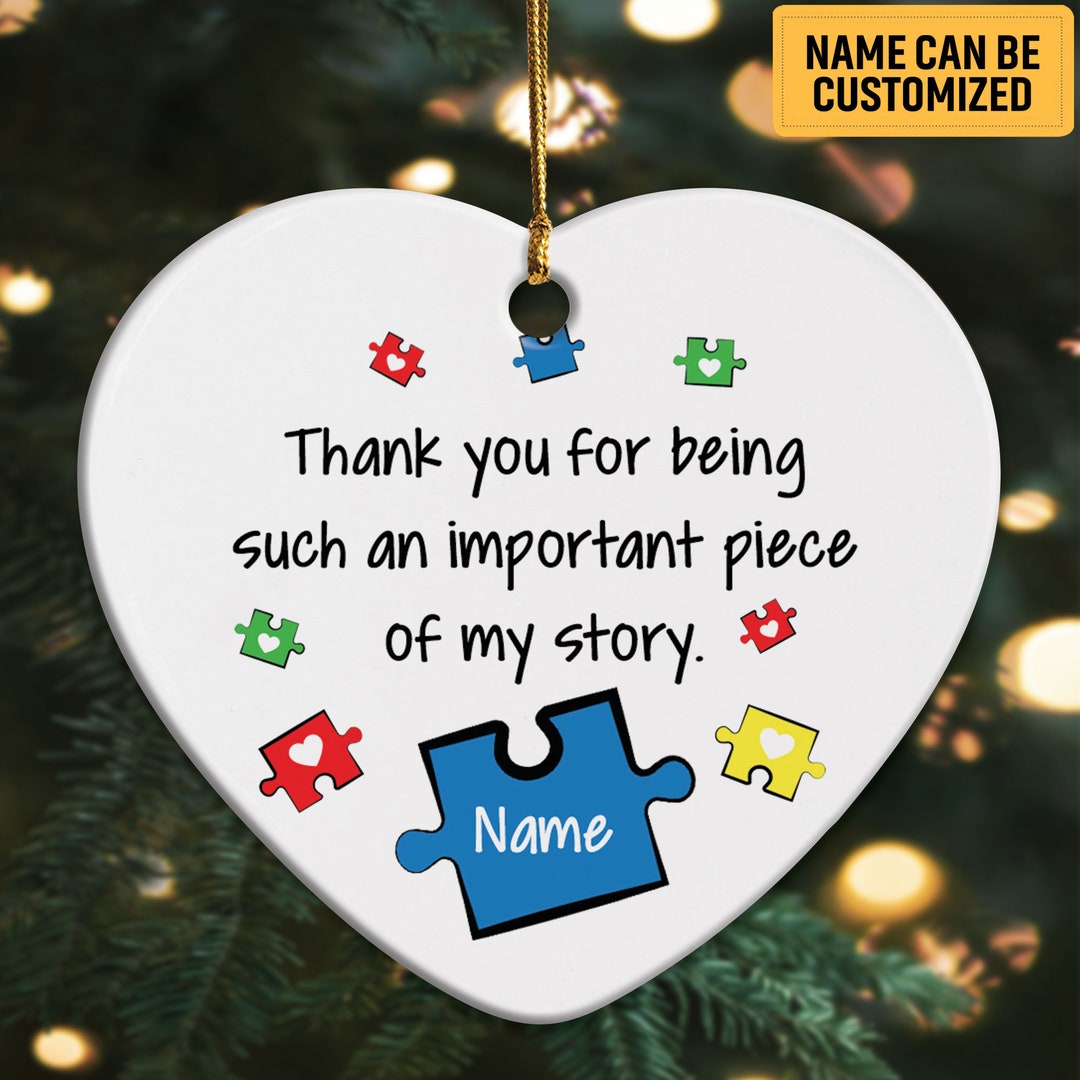 Personalized Puzzle Piece Thank You Ceramic Ornaments Gift for Teacher ...