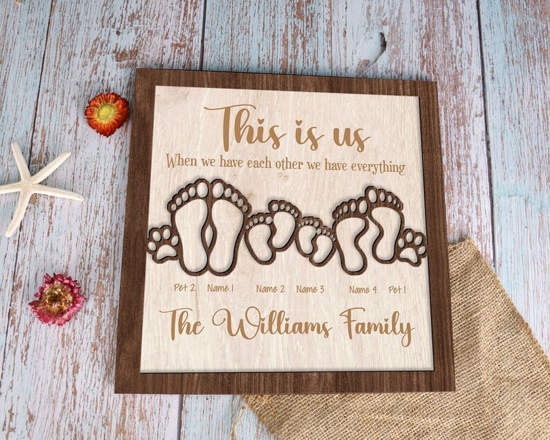 Personalized Family Wood Sign 2-layer Plaque, This is Us Sign, Family ...