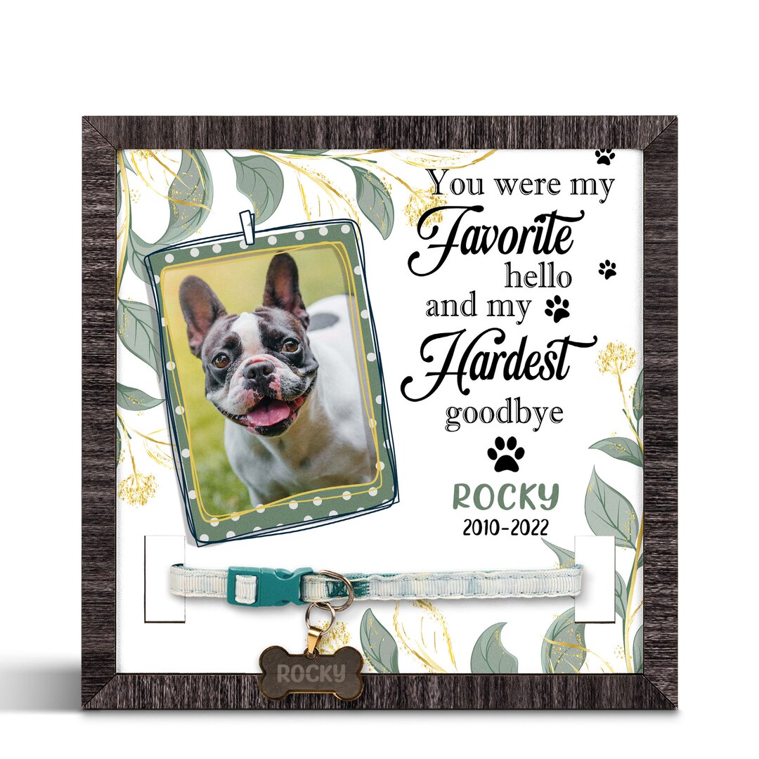 Custom Photo Hardest Goodbye Memorial Pet Collar Sign Picture Wood ...