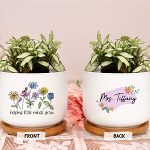 Personalized Teacher Gift Helping Little Minds Grow Plant Pot Ceramic Mini Planter Flower Pot Back To School Appreciation Gift for Teachers