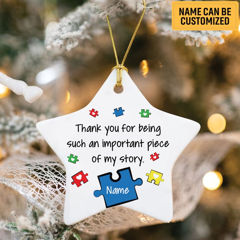 Personalized Puzzle Piece Thank You Ceramic Ornaments Gift for Teacher ...