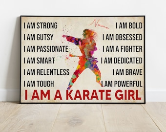 Póster personalizado de karate para niña, impresión en lienzo, arte de pared vintage, decoración para habitación de niña, regalo motivacional, para karatekas y amantes de las artes marciales.