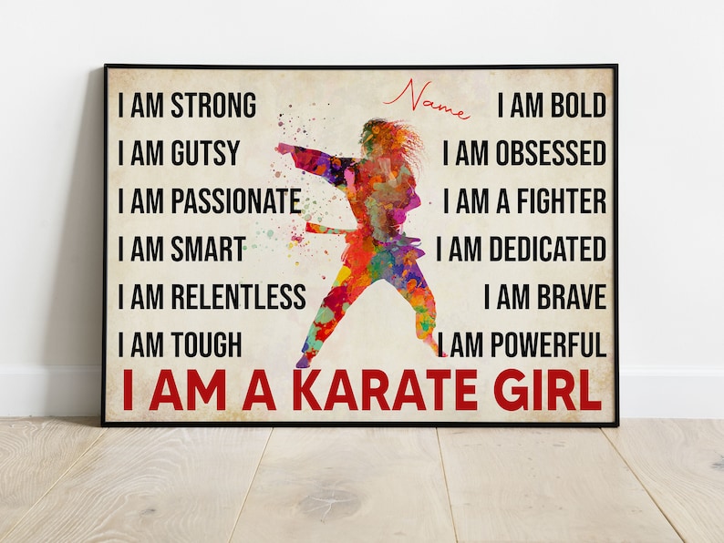 Custom Name Karate Girl Karate Poster Canvas Print Vintage Wall Art
