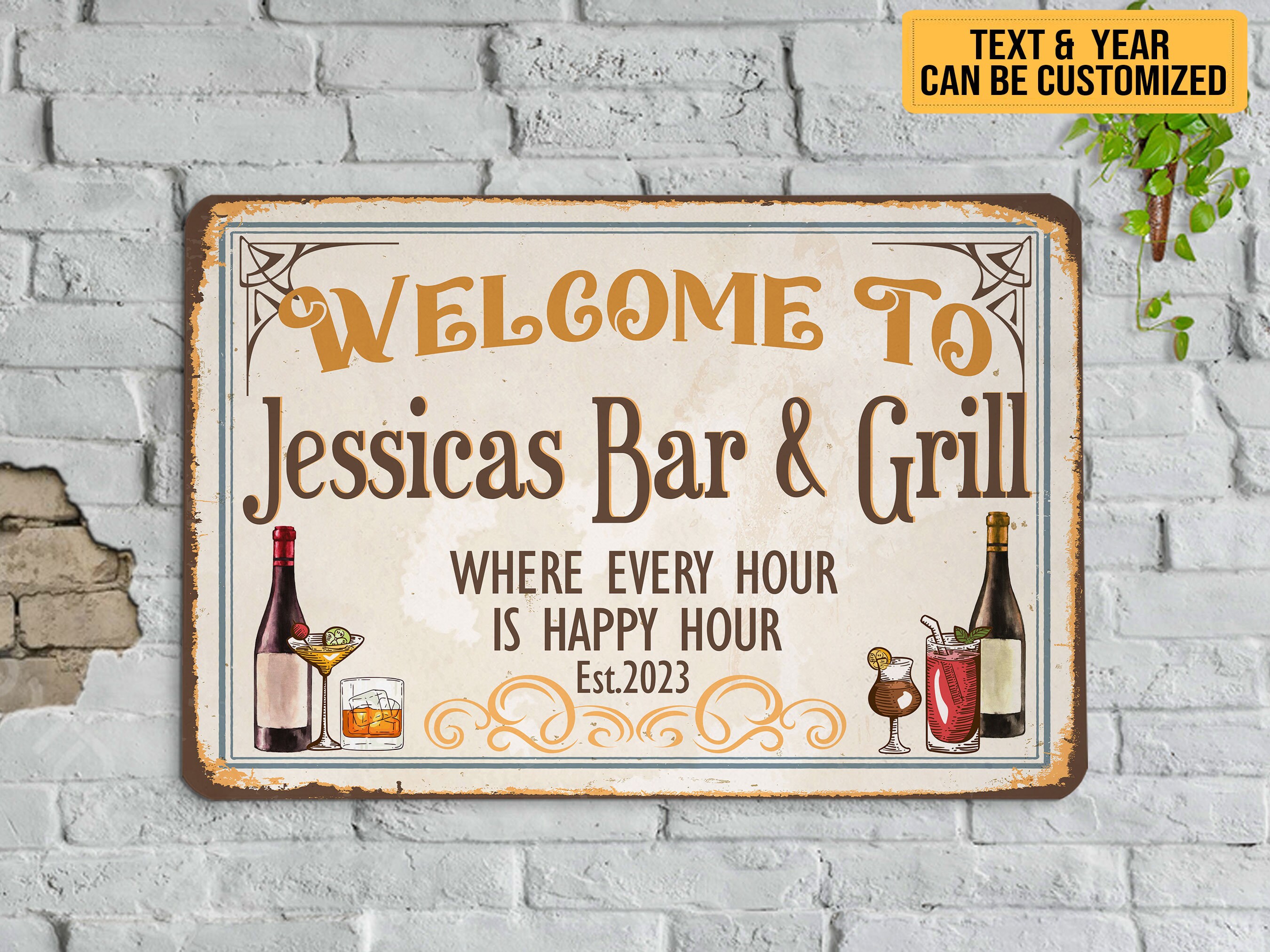 Personalized Bar Metal Sign Custom Bar Sign Drinking Lover Gift Classic ...