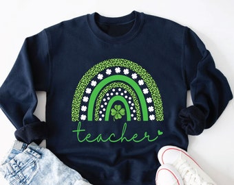 Rainbow Shamrock Teacher Shirt, St Patricks Day Shirt, One Lucky Teacher Shirt, Teacher Appreciation Gift, St.Patricks Day Gift for Teacher