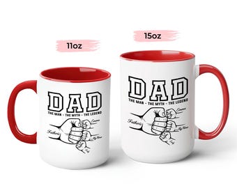 Personalized Fist Pump The Man The Myth The Legend Dad Mug, Custom Dad Coffee Mug, New Dad Accent Cup, Birthday Father's Day Gift for Dad