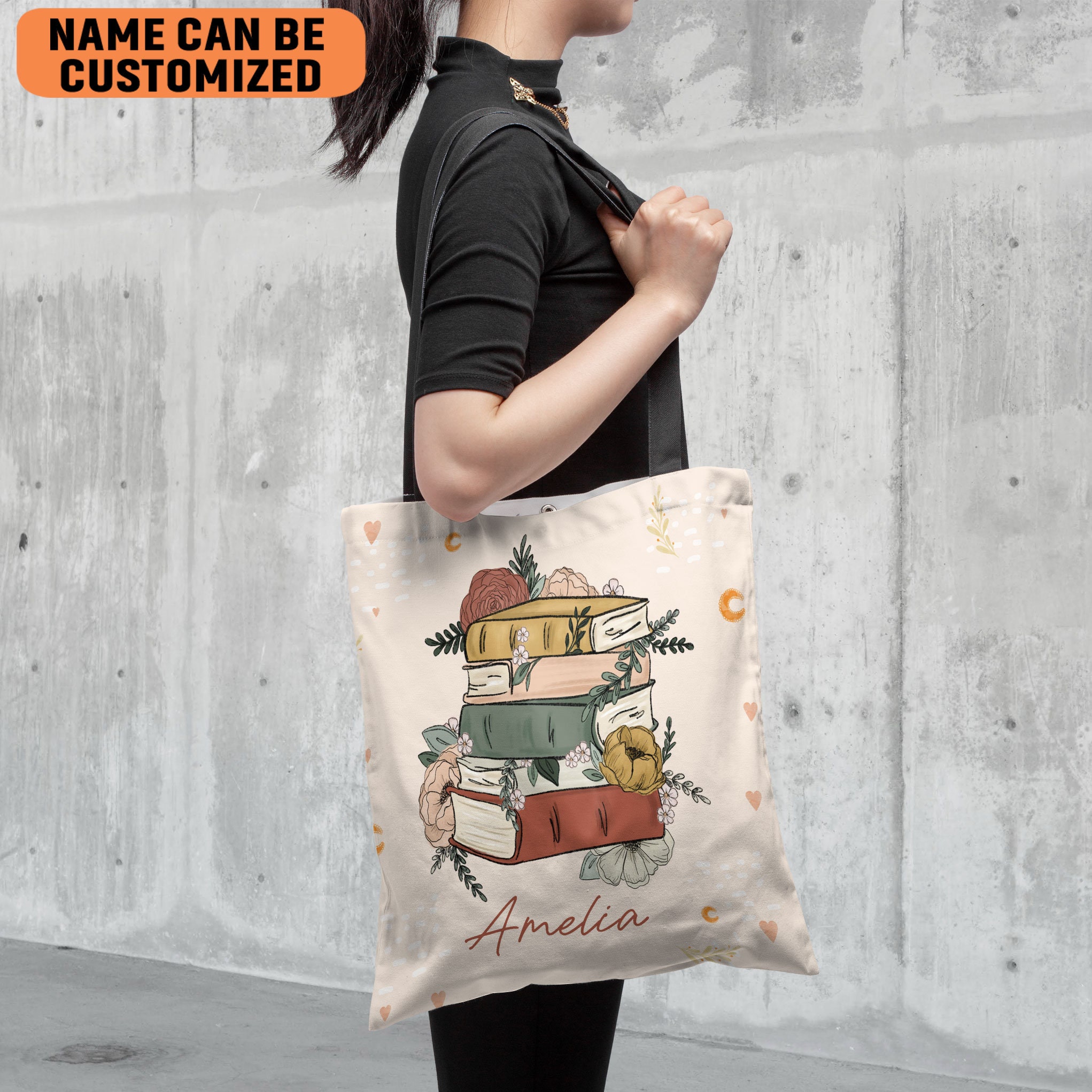 Custom Name Tote Bag for Book Lovers Books Tote Bag Etsy