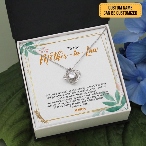 Personalized Message Card Love Knot Necklace Jewelry - Best Gift For Mother's Day - To My Mother-in-law