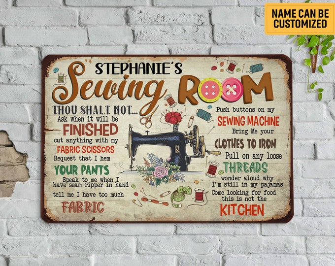 Sewing Tools Sign Personalized Sewing Room Metal Sign Classic Funny Gift for Sewer ...