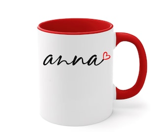Taza de café con nombre personalizado, taza con nombre personalizado, taza de San Valentín de dos tonos, taza de San Valentín, regalo de cumpleaños, regalo de San Valentín para pareja