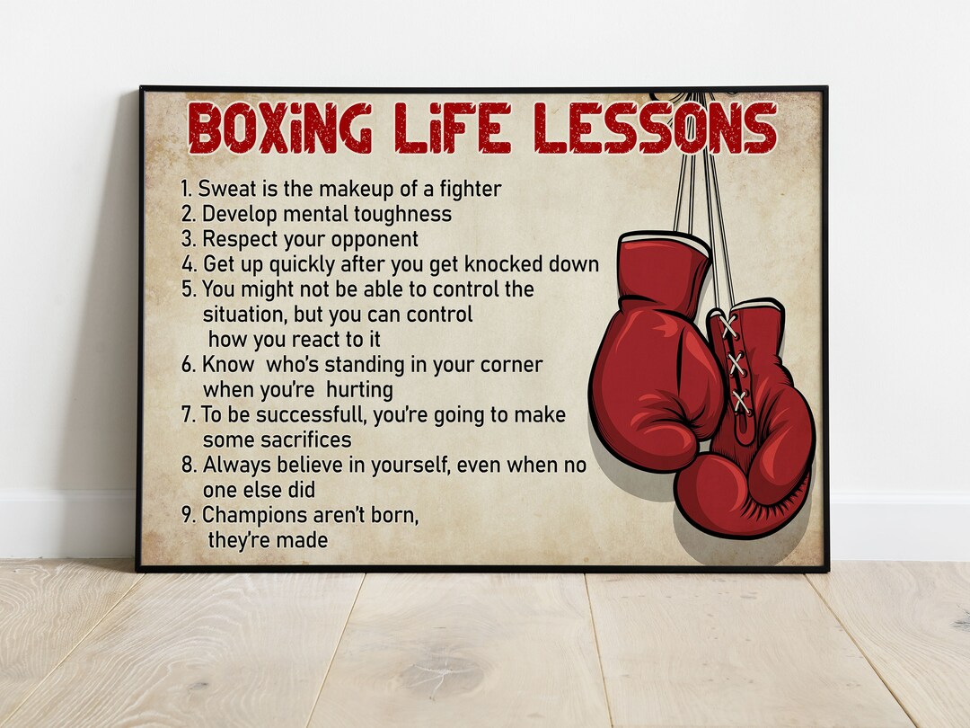 Boxing Life Lessons Boxing Poster Canvas Vintage Print Wall Art Boxing ...