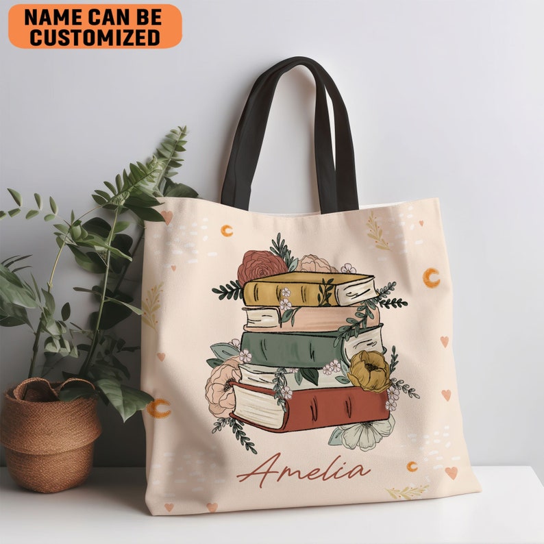 Custom Name Tote Bag for Book Lovers Books Tote Bag Etsy