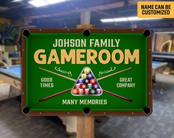 Personalized Billiards Game Room Metal Sign Billiards Sign Custom Gift for Billiards Player Billiards Lover Pool Club Decor Game Room Decor