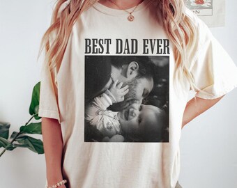 Camiseta con foto personalizada "El mejor papá del mundo" de Comfort Colors, camiseta retro para papá, camiseta para el Día del Padre, regalo para el Día del Padre, regalo de cumpleaños para papá, regalo para el abuelo.