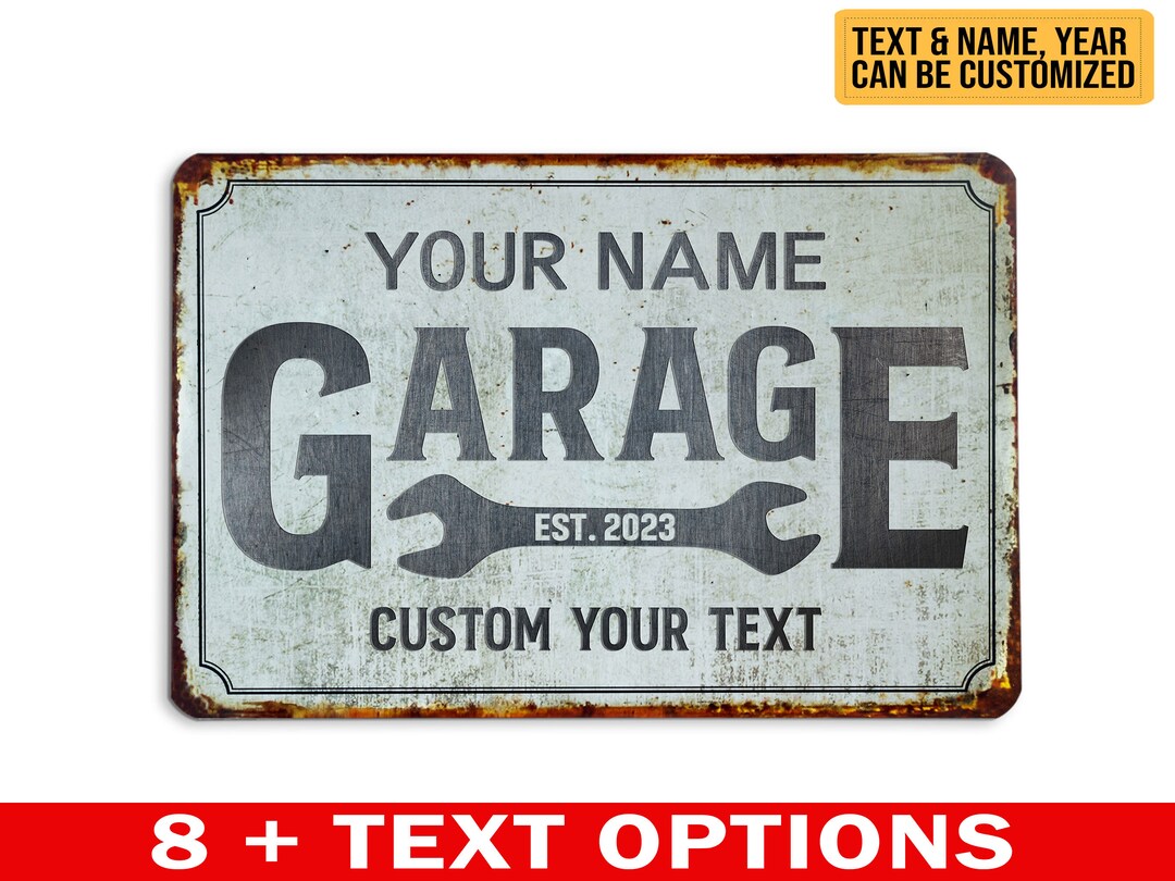 Personalized Garage Metal Sign He Shed Garage Sign Workshop Sign Custom ...