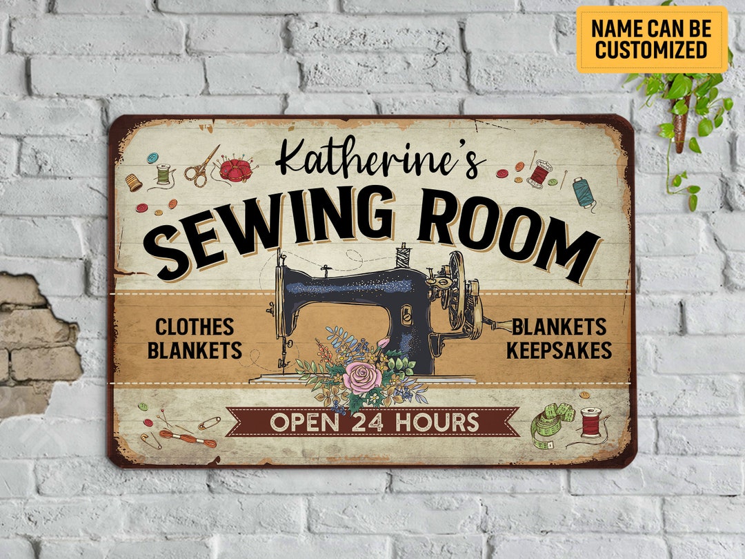 Personalized Sewing Room Metal Sign, Classic Sewing Sign, Custom Gift ...