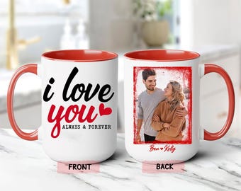Taza de café con foto personalizada "Te amo", taza de pareja personalizada, taza de San Valentín para regalo de aniversario de pareja, regalo de San Valentín para él/ella