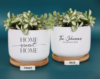 Personalized Home Sweet Home Plant Pot Ceramic Mini Planter Flower Pot Custom Family Gift New Home Gift Housewarming Gift Home Decoration