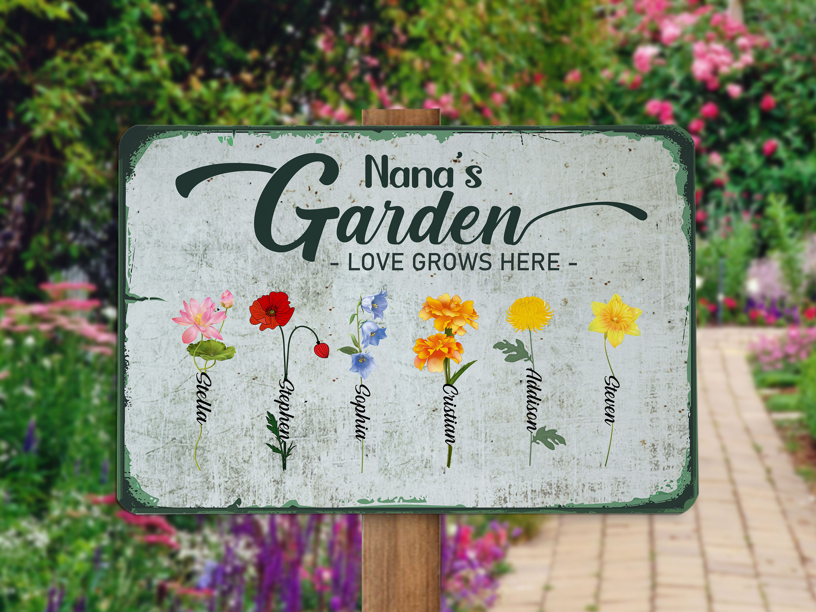 Custom Kid's Name Nana's Garden Metal Sign Etsy