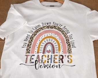 Boho Rainbow Teacher T-shirt Versión del maestro Camiseta del maestro Regalo divertido para el maestro Regreso a la escuela Apreciación Enseñanza Regalo Camiseta unisex