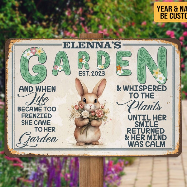 Personalized Rabbit Garden Metal Sign When Life Became Too Frenzied Garden Sign Gift For Her Gardener Gardening Lover Classic Garden Decor