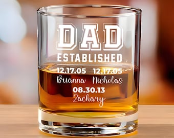 Vaso de whisky personalizado con grabado para papá, copa de vino para papá, vaso personalizado para papá, vaso para el Día del Padre, regalo para el Día del Padre, regalo para papá, regalo de cumpleaños