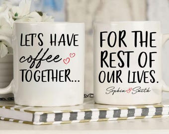 Taza "Tomemos un café juntos", taza personalizada para pareja, taza de San Valentín para pareja, regalo de aniversario de bodas, regalo de San Valentín para él/ella