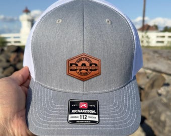 Engraved Leather Patch The Man The Myth The Legend Dad Trucker Hat, Custom Kids Names Dad Hat, Dad Baseball Cap, Fathers Day Gift for Daddy