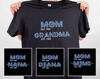 Custom Names Est Mom Grandma T-shirt Personalized Mother's Day Shirt Patriotic Tee 4th of July Independence Day Family Gift for Her
