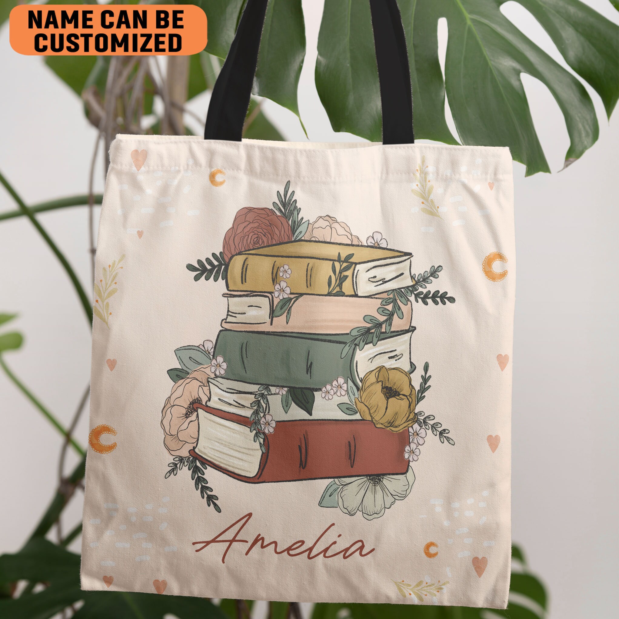 Custom Name Tote Bag for Book Lovers Books Tote Bag Etsy