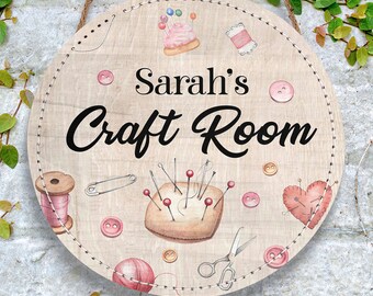 Personalized Craft Room Wood Sign, Custom Craft Room Sign, Craft Sign, She Shed Decor, Craft Gift For Her, Craft Room Decor, Door Hanger