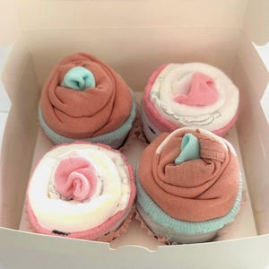 Pink/Peach/ Baby Girl Onesies / Baby Socks/ Diapers CUPCAKE Set! / Baby Shower Gift / Baby Gift Basket/ New Baby Gift/ Gender Reveal Gift