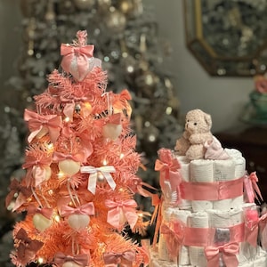 DiaperCake/ 17 ITEMS & Pre- Lit 2 Foot Decorated Tree/ Topiary/ Table Top Tree!: The Ultimate Baby Gift!