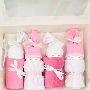 Girl /2 Shades of Pink &White Diaper Babies Gift Set! / Diaper Cakes/ Baby Shower Gift / Baby Gift Basket/ New Baby Gift/ Gender Reveal Gift