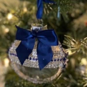 Enfeites Coleção Azul / Strass Azul com Laço de Cetim Marinho.