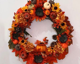 Fall Harvest Pumpkin Wreath