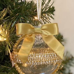 Gold Collection Ornaments / Gold Rhinestone with Satin Bow.