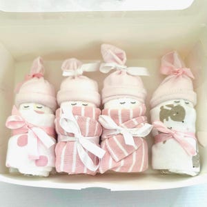 Girl / Pink / White Diaper Babies Gift Set! / Diaper Cakes/ Baby Shower Gift / Baby Gift Basket/ New Baby Gift/ Gender Reveal Gift