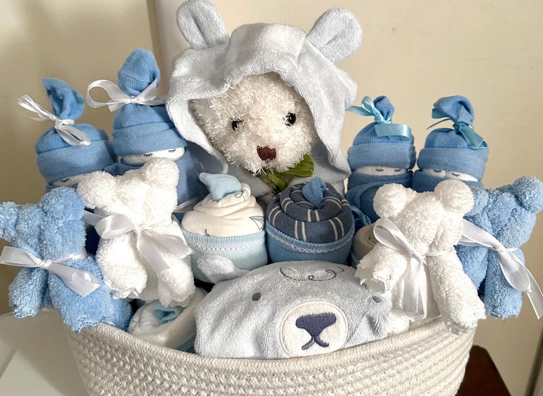 Ultimate Baby Basket: Diaper Babies/ Cupcake Onesies/ Teddy Bear ...